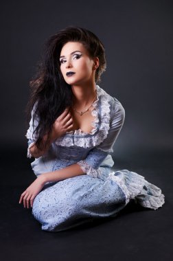 portrait of vampire woman aristocrat with stage makeup