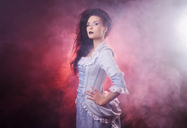 Portrait of halloween vampire woman aristocrat with stage makeup — Stock Photo, Image