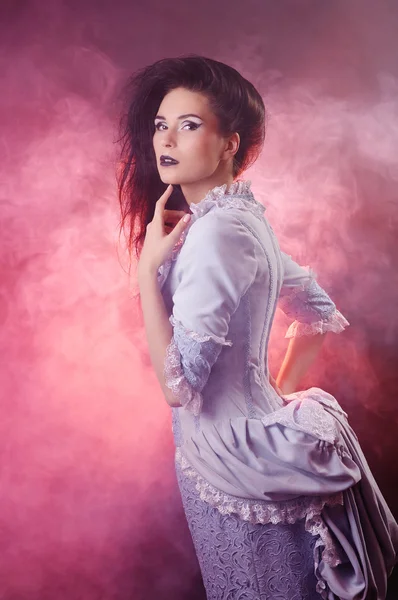 Portrait of halloween vampire woman aristocrat with stage makeup — Stock Photo, Image