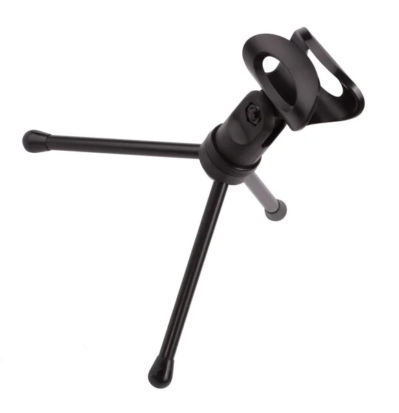Black microphone tripod isolated on white — Stock Photo, Image
