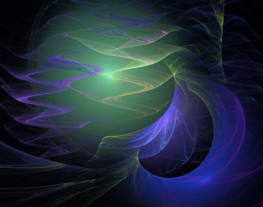 Siyah Renk Üzerine Bir Dijital Fraktal Resmi