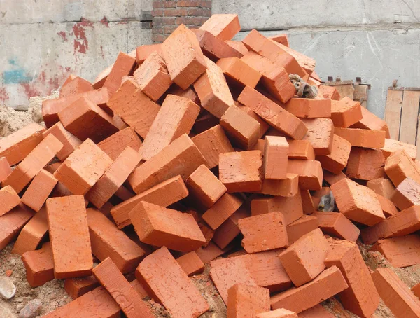 Heap Red Brick Day — Stock Photo, Image