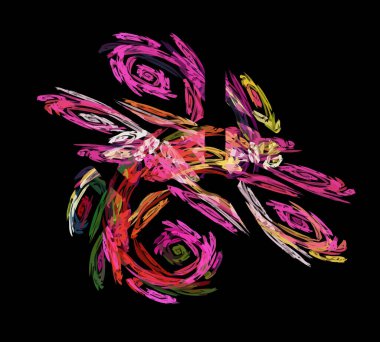 Siyah Renk Üzerine Bir Dijital Fraktal Resmi