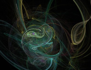 Siyah Renk Üzerine Bir Dijital Fraktal Resmi