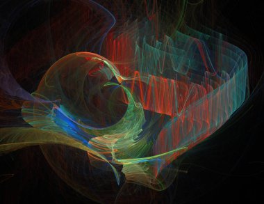 Siyah Renk Üzerine Bir Dijital Fraktal Resmi