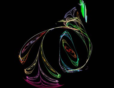 Siyah Renk Üzerine Bir Dijital Fraktal Resmi