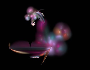 Siyah Renk Üzerine Bir Dijital Fraktal Resmi