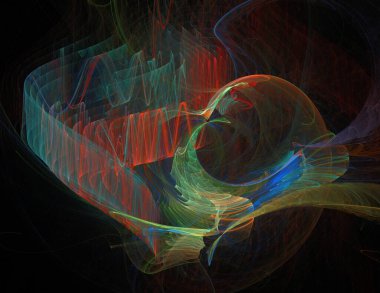 Siyah Renk Üzerine Bir Dijital Fraktal Resmi