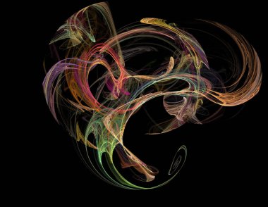 Siyah Renk Üzerine Bir Dijital Fraktal Resmi