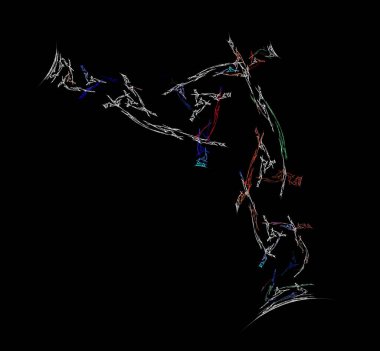Siyah arkaplana birçok renk yerleştirilmiş bilgisayar tarafından oluşturulan resimleme
