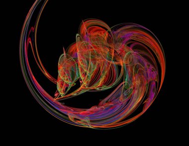 Siyah Renk Üzerine Bir Dijital Fraktal Resmi