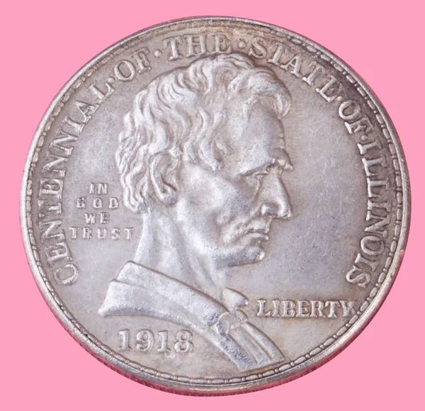 Полудолларовая Монета Розовом Фоне — стоковое фото