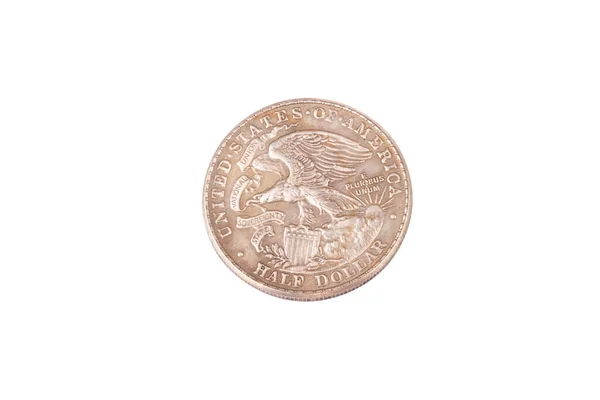 Half Dollar Coin Isolated White Background — Stock Photo, Image