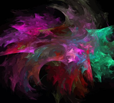 Siyah Renk Üzerine Bir Dijital Fraktal Resmi