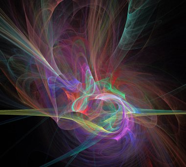 Siyah Renk Üzerine Bir Dijital Fraktal Resmi