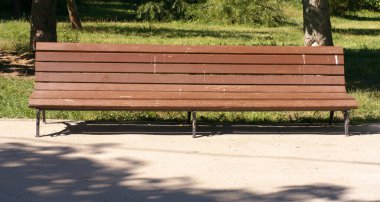 Kuru güneşli yaz gününde parkta bank