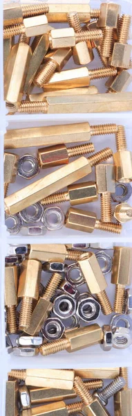 Brass Standoff Spacer Set Maschile Femminile Contenitore Plastica — Foto Stock