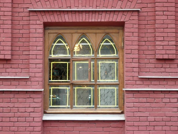 Mur Briques Rouges Avec Fenêtre Jour — Photo