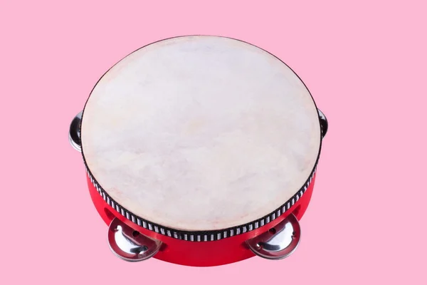 Tambourine isolated on pink — Stock Photo, Image