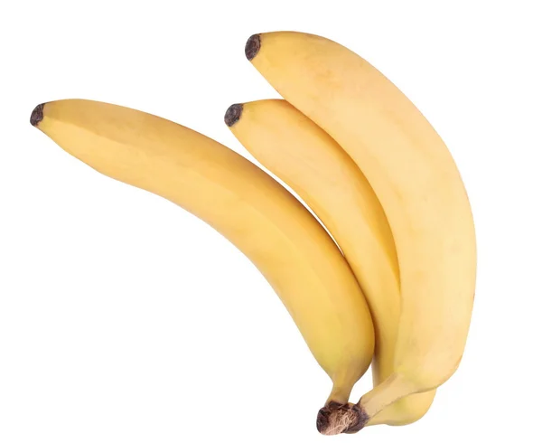 Drei gelbe Bananen isoliert — Stockfoto