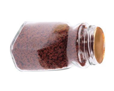 Bir kavanoz Anlık Kahve izole edildi.