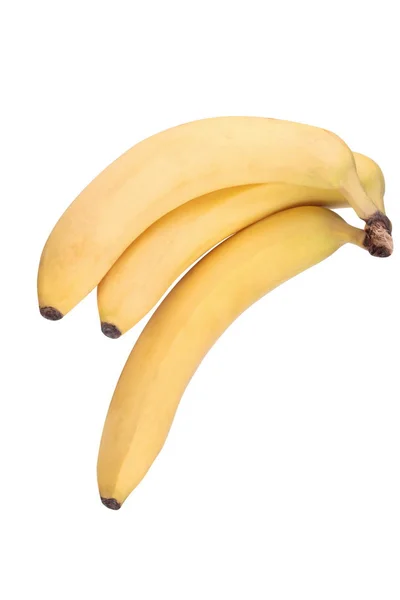 Drie gele bananen geïsoleerd — Stockfoto