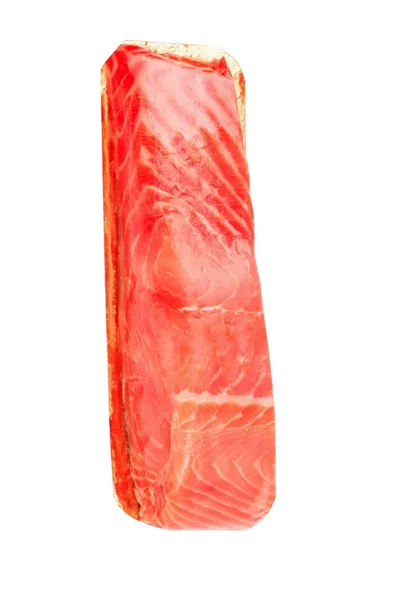 Bucată de file de pește roșu izolat pe alb — Fotografie, imagine de stoc