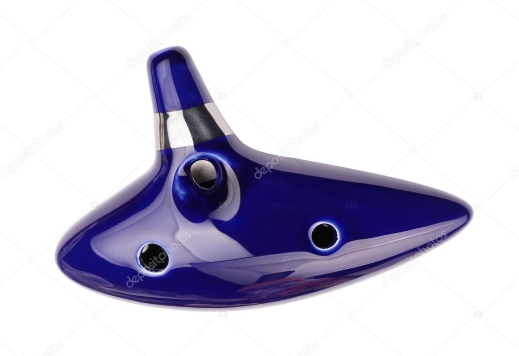 Blue Ocarina isolated on white