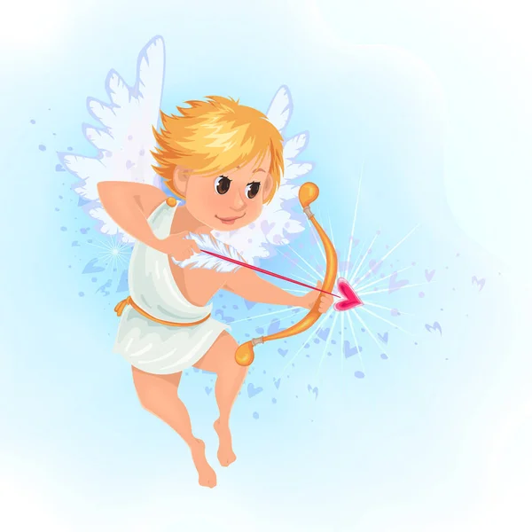 Ângulo Pequeno Cupido Com Seta Valentine —  Vetores de Stock