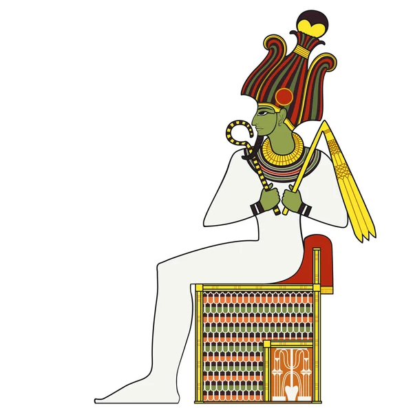 Osiris, figura aislada del antiguo dios egipcio — Vector de stock