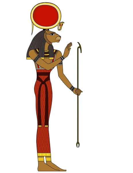 Sekhmet, geïsoleerde figuur van het oude Egypte god — Stockvector