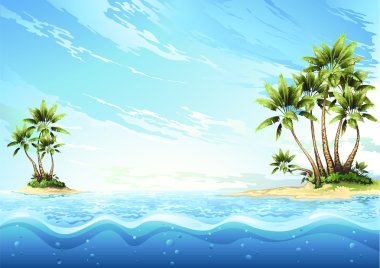 tropical island with palm clipart