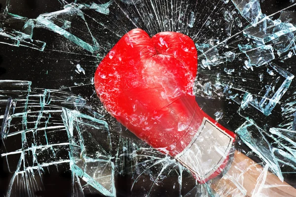 Boxing through glass window. — Stock Photo, Image