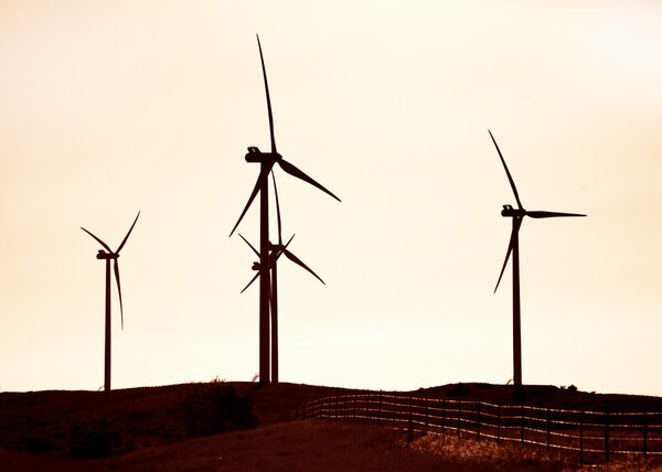  Silhouette of Wind Turbines.