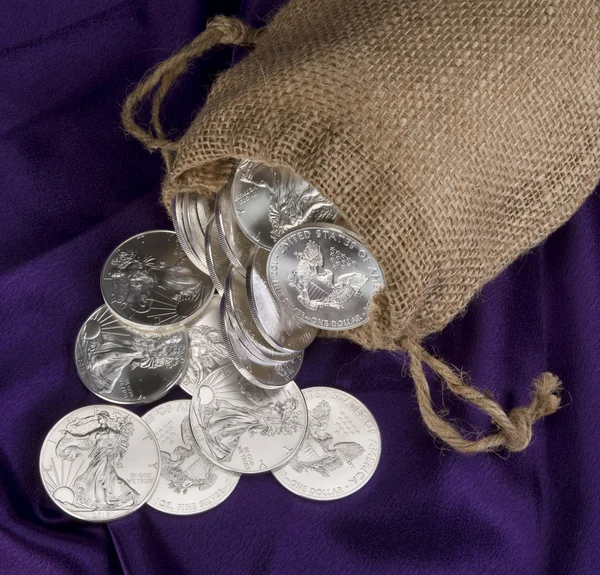 Sack Of Silver . — Stock Photo, Image