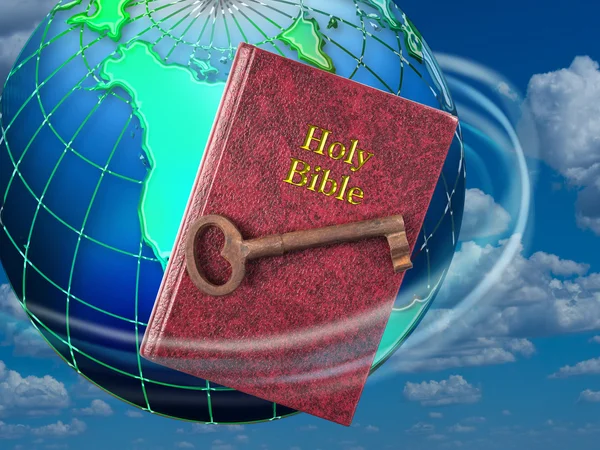 Holy Bible and Key. — Stock Photo, Image