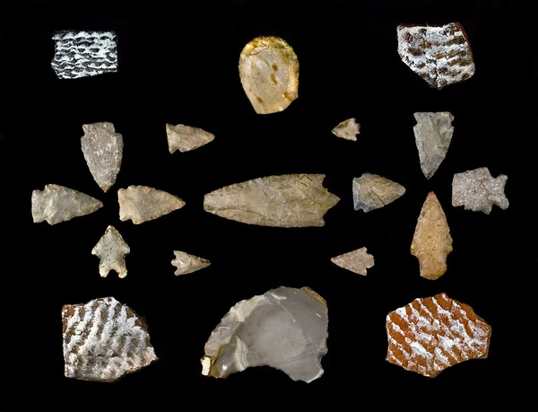 Texas Arrowheads and Pottery Sherds. — Stock Photo, Image