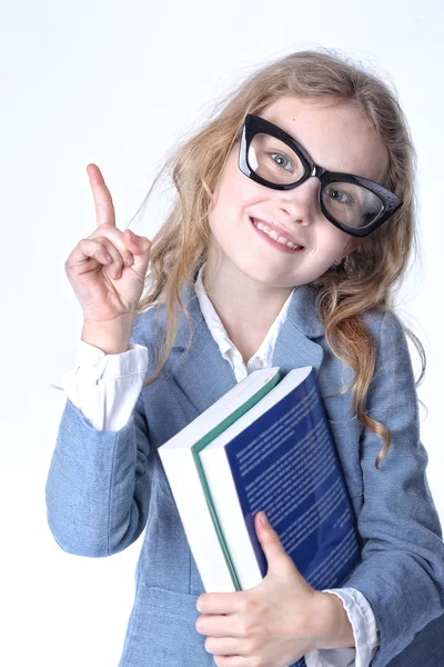 Clever young student pointing a finger — Stock Photo, Image