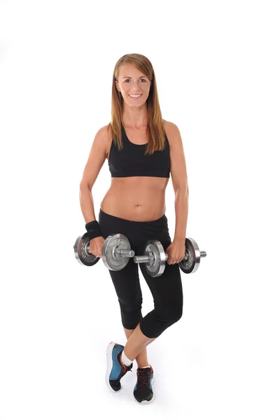 Pretty girl with weights Royalty Free Stock Images