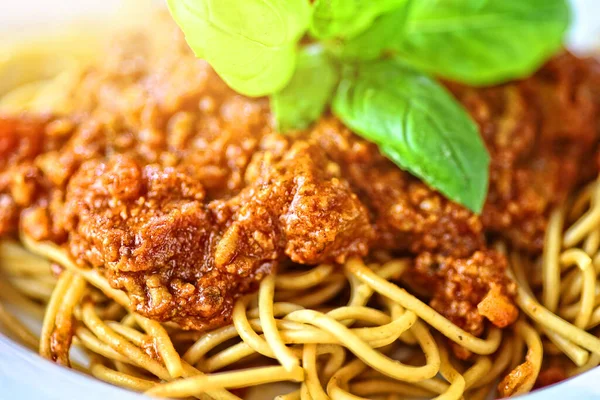 Läcker Spaghetti Bolognese Pasta Maträtt — Stockfoto