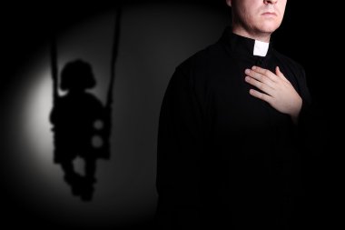 Priest and shadow children clipart