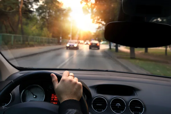 Quiet ride in autumn day through the streets — Stock Photo, Image