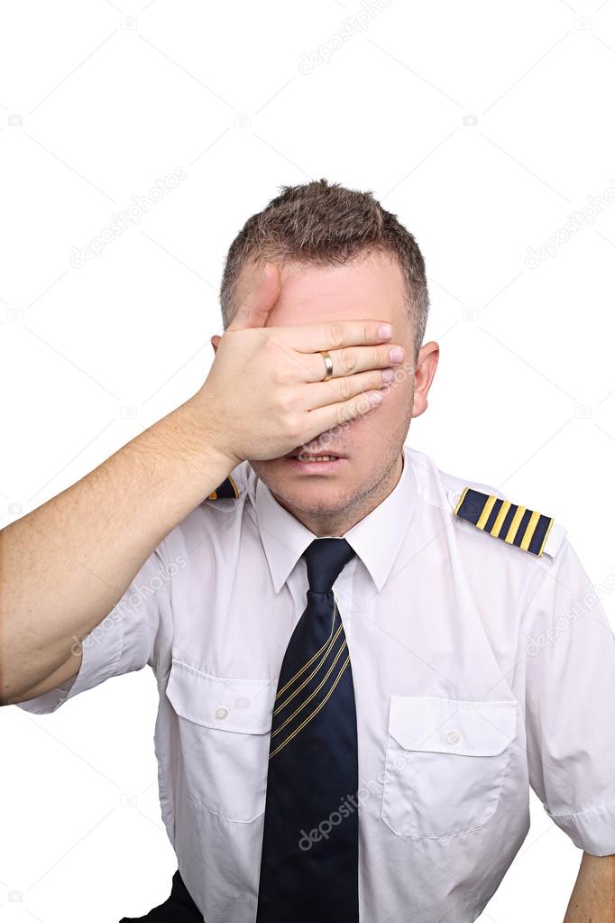 Pilot blinded on white background