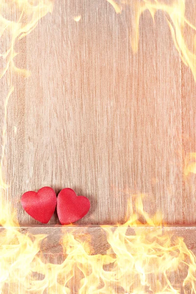 Amore caldo - due cuori rossi — Foto Stock