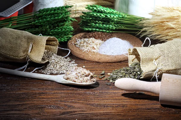 Preparations for baking delicious sourdough bread — Stock Photo, Image