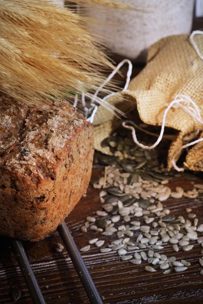 Wholemeal bread baked in a home bakery — Stock Photo, Image