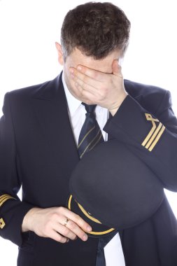 Sad and embarrassed pilot clipart