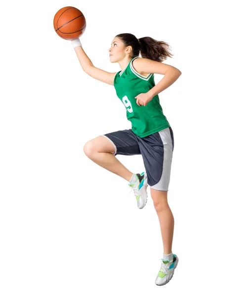 Jovem jogador de basquete menina — Fotografia de Stock