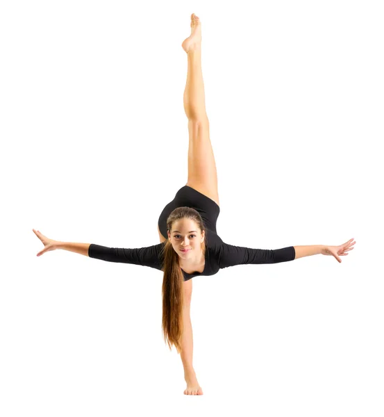 Ragazza impegnata ginnastica d'arte — Foto Stock