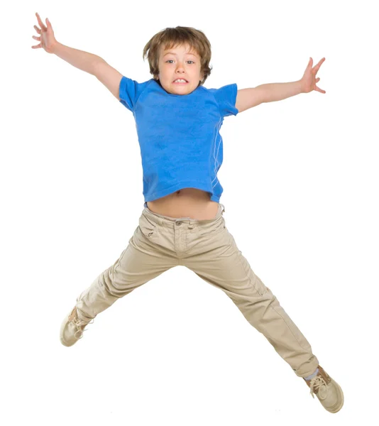 Jumping little boy isolated — Stock Photo, Image